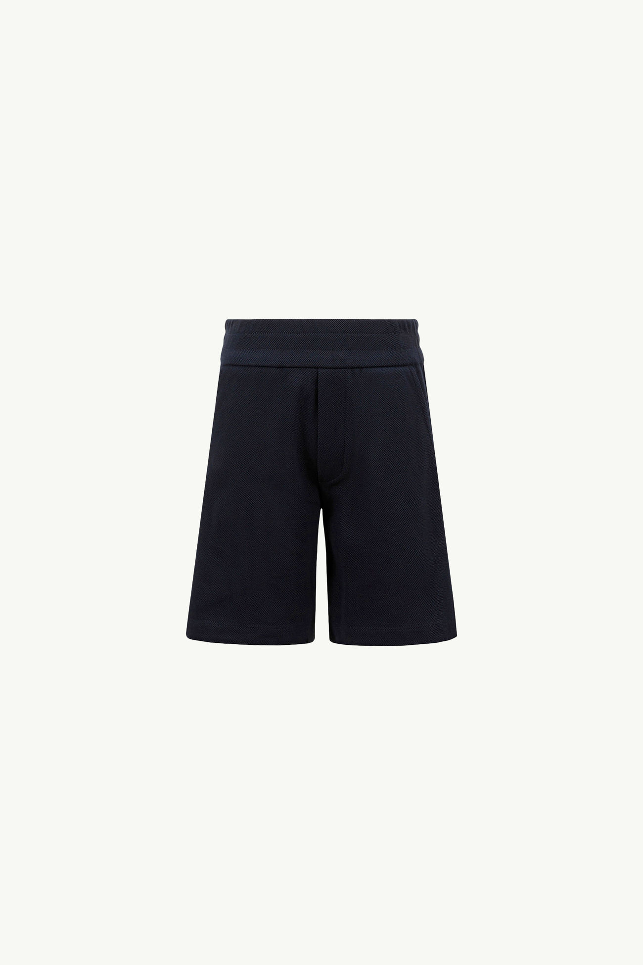Shorts aus Baumwollpiqué mit dreifarbigem Besatz Jungen Navyblau Moncler 0