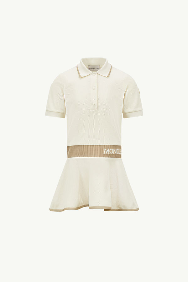Piquet Polo Dress Girl White Moncler 0