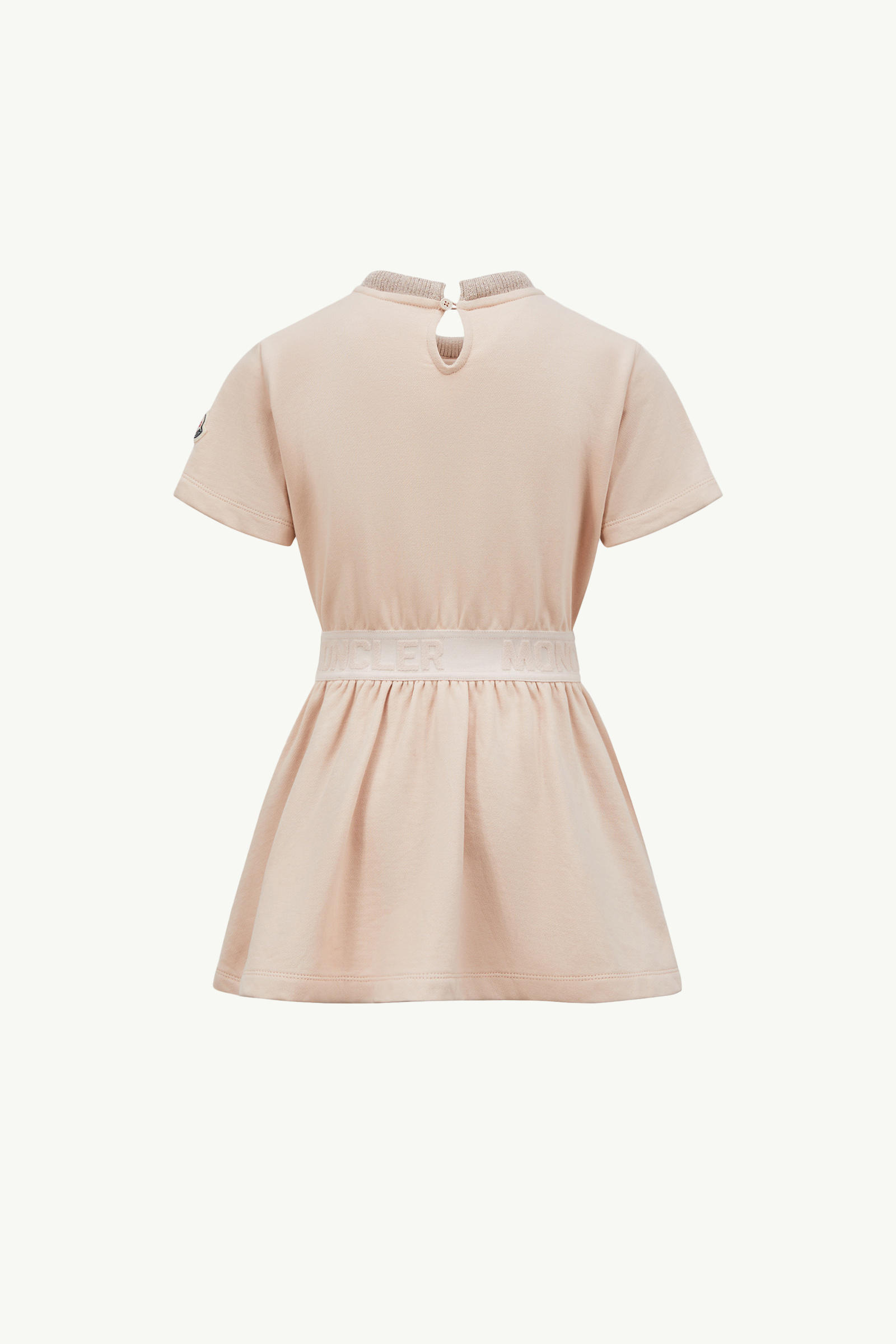 Logo-Trimmed Cotton Dress Girl Light Pink Moncler 2