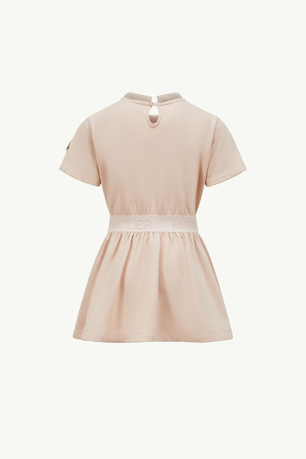 Vestido de algodón con ribete con logotipo Niña Rosado claro Moncler 2