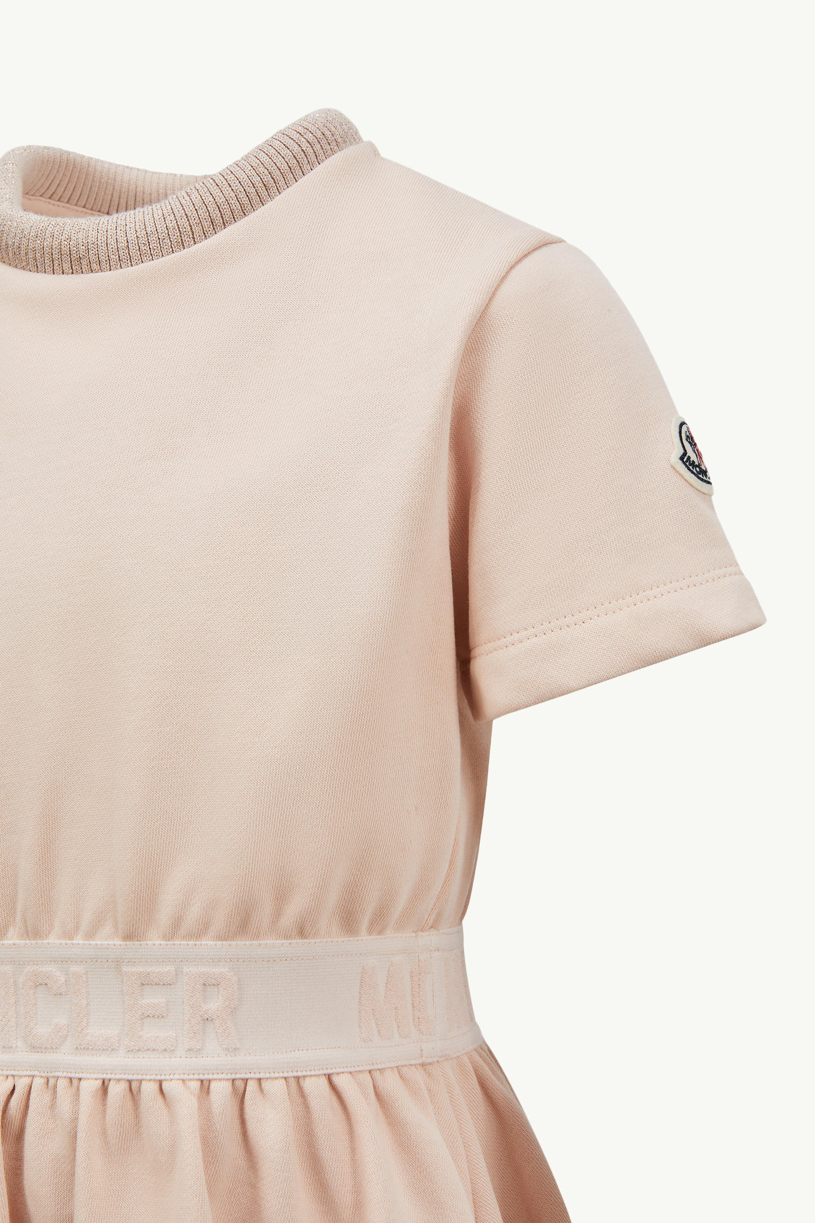 Logo-Trimmed Cotton Dress Girl Light Pink Moncler 3