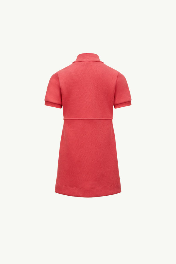 Kleid aus Baumwollpiqué mit Reißverschluss Mädchen Korallenrot Moncler 1