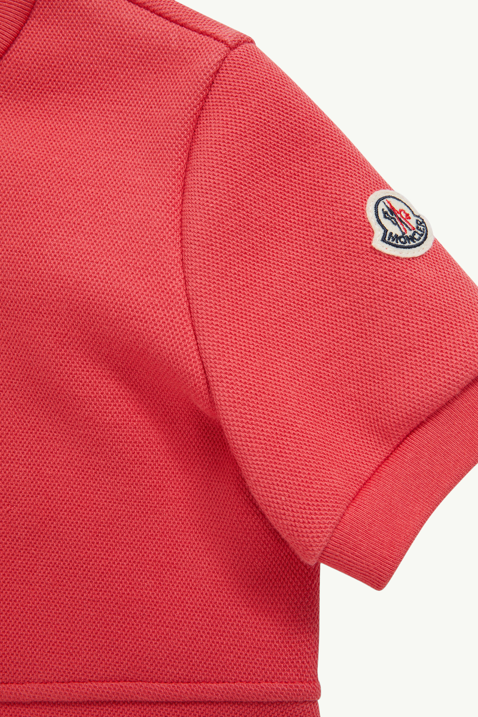 Cotton Piquet Zip-Up Dress Girl Coral Red Moncler 2