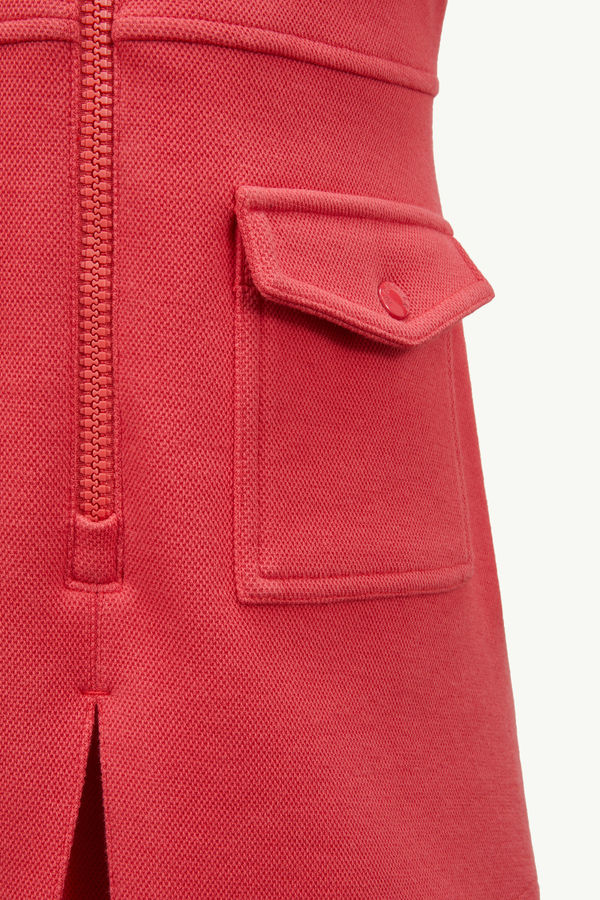 Cotton Piquet Zip-Up Dress Girl Coral Red Moncler 3