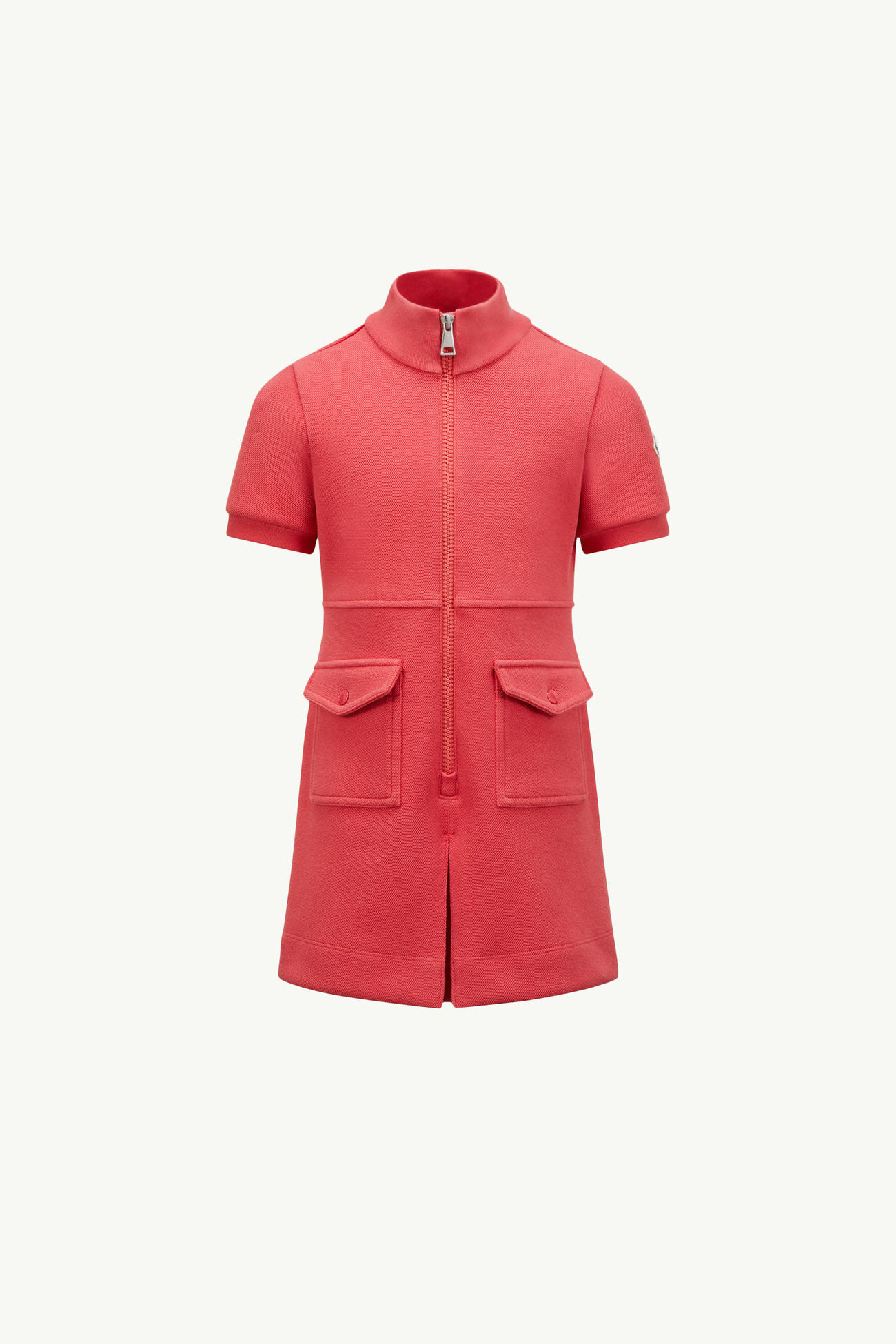 珠地棉拉鏈連身裙 女童 珊瑚紅色 Moncler 0