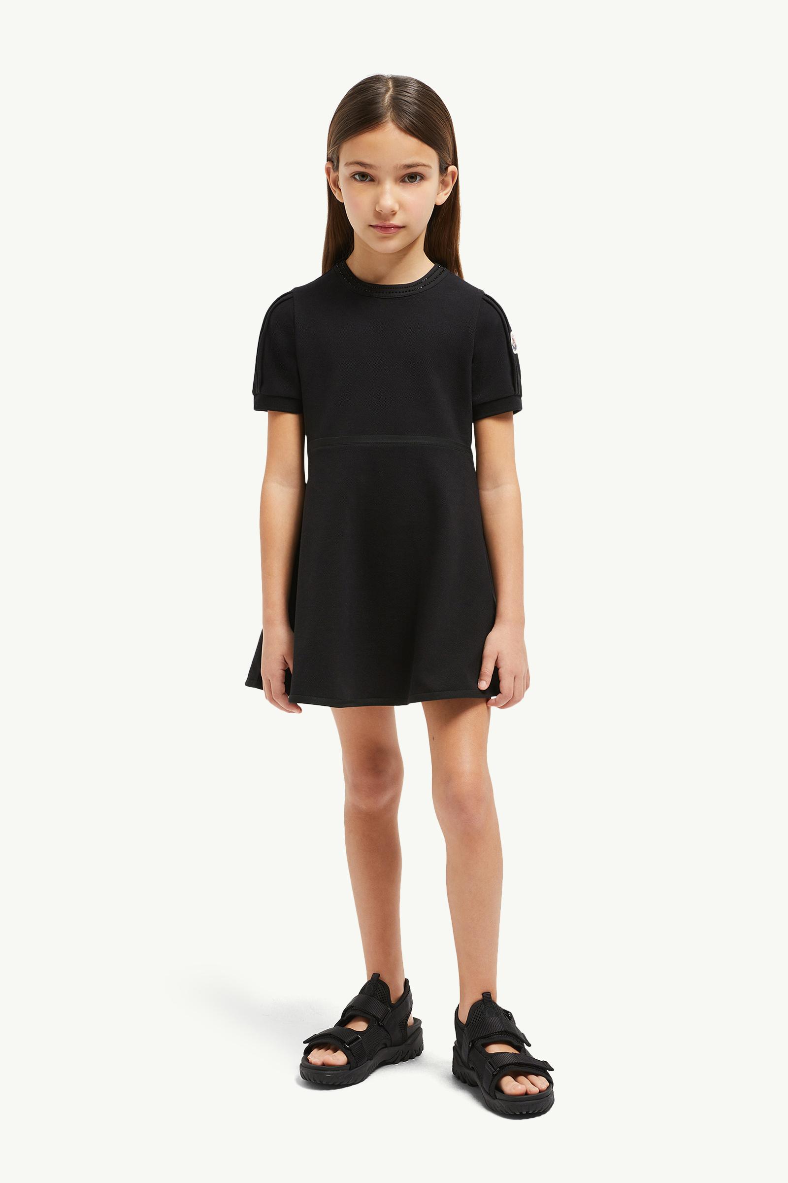 Rhinestones Cotton Piquet Polo Dress Girl Black Moncler 1
