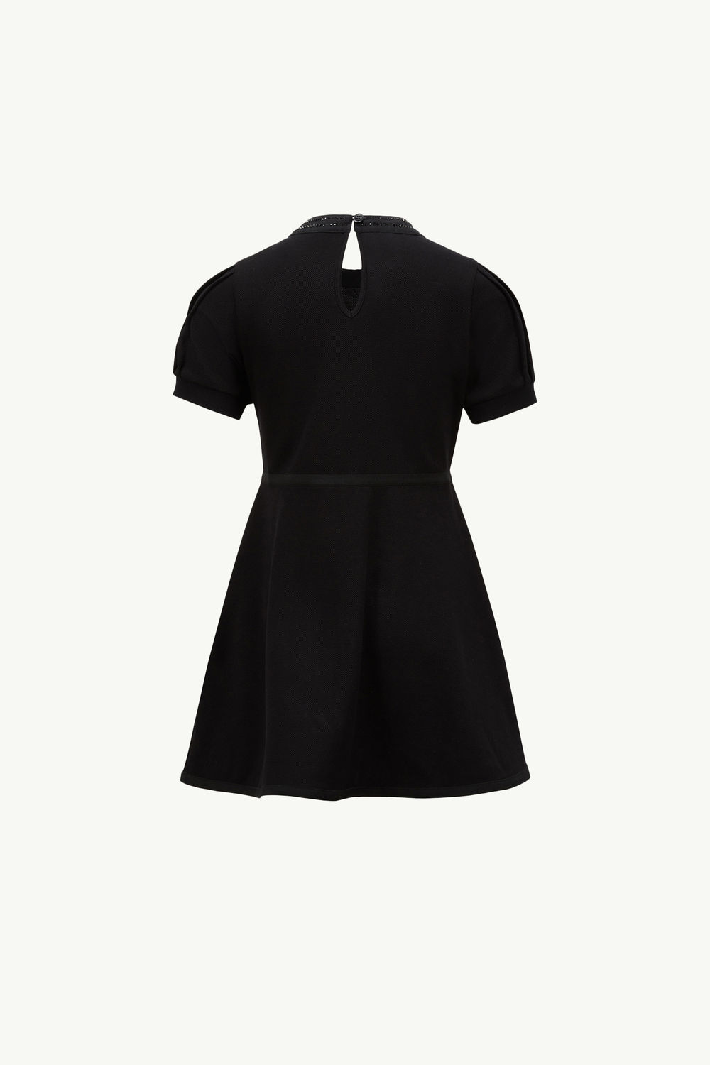 Rhinestones Cotton Piquet Polo Dress Girl Black Moncler 2