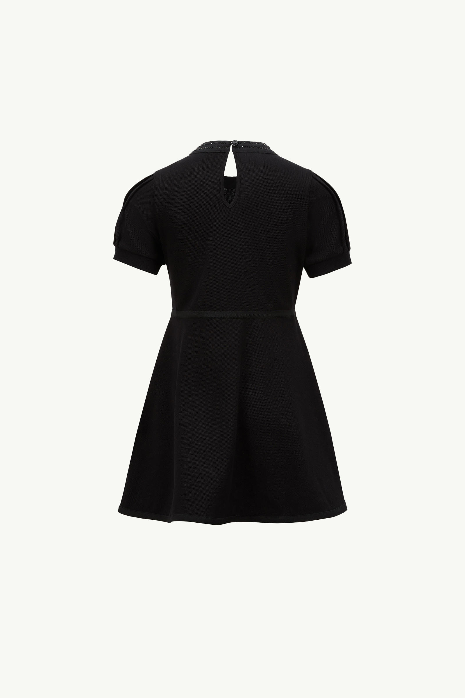 Rhinestones Cotton Piquet Polo Dress Girl Black Moncler 2