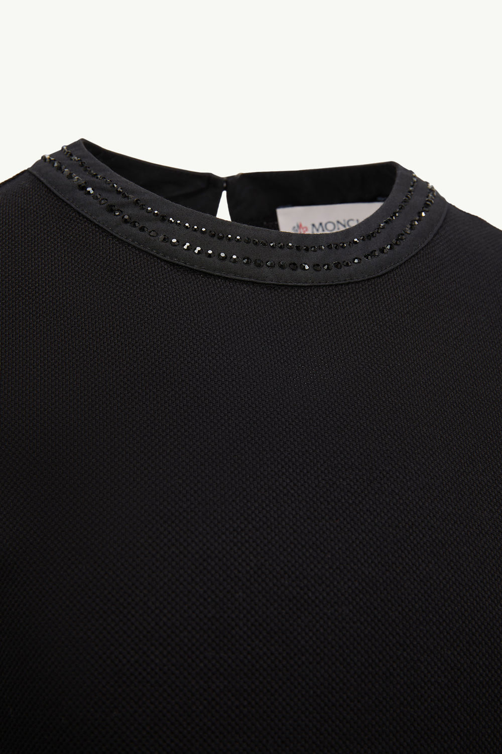 Rhinestones Cotton Piquet Polo Dress Girl Black Moncler 3