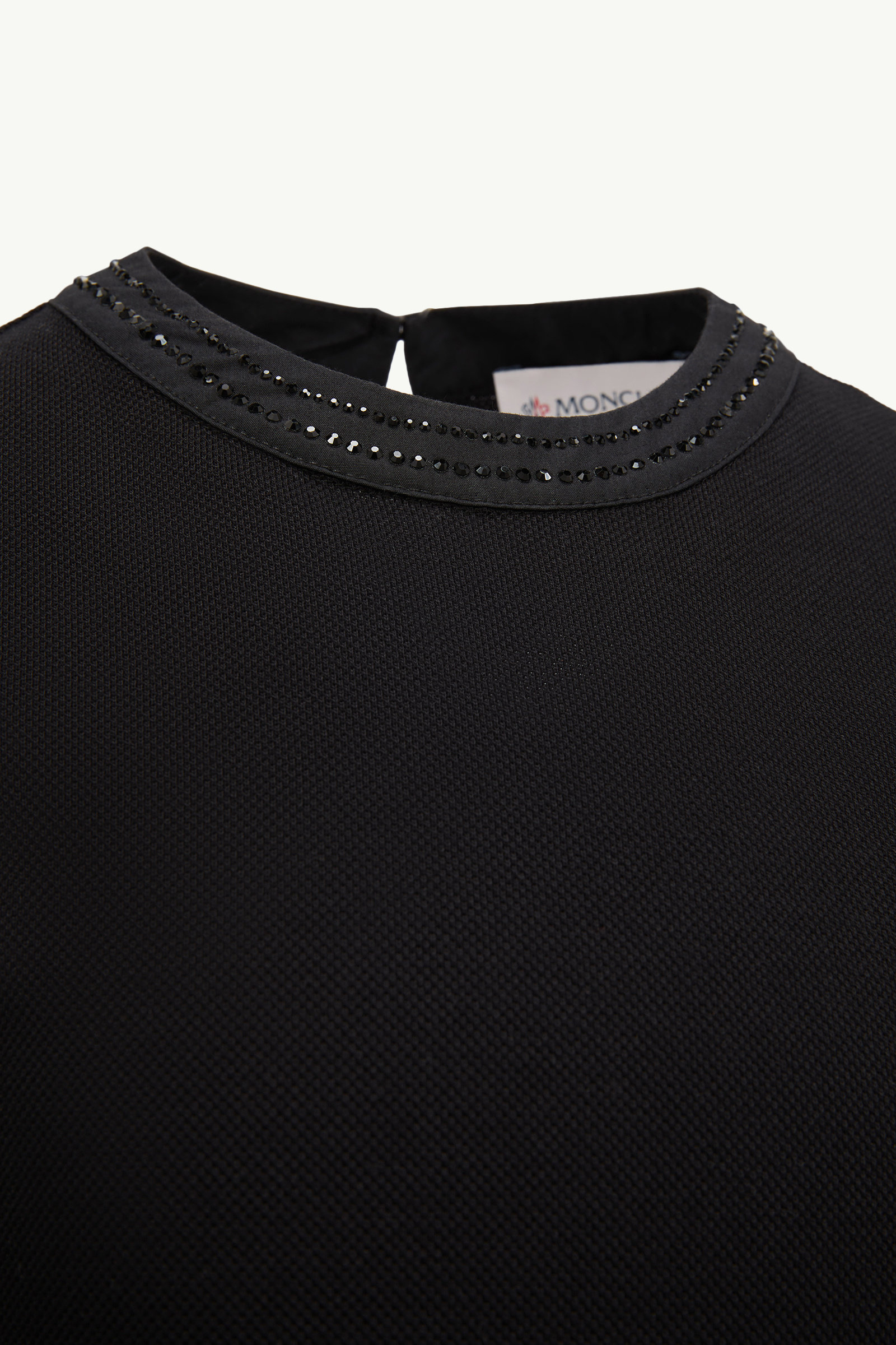Rhinestones Cotton Piquet Polo Dress Girl Black Moncler 3