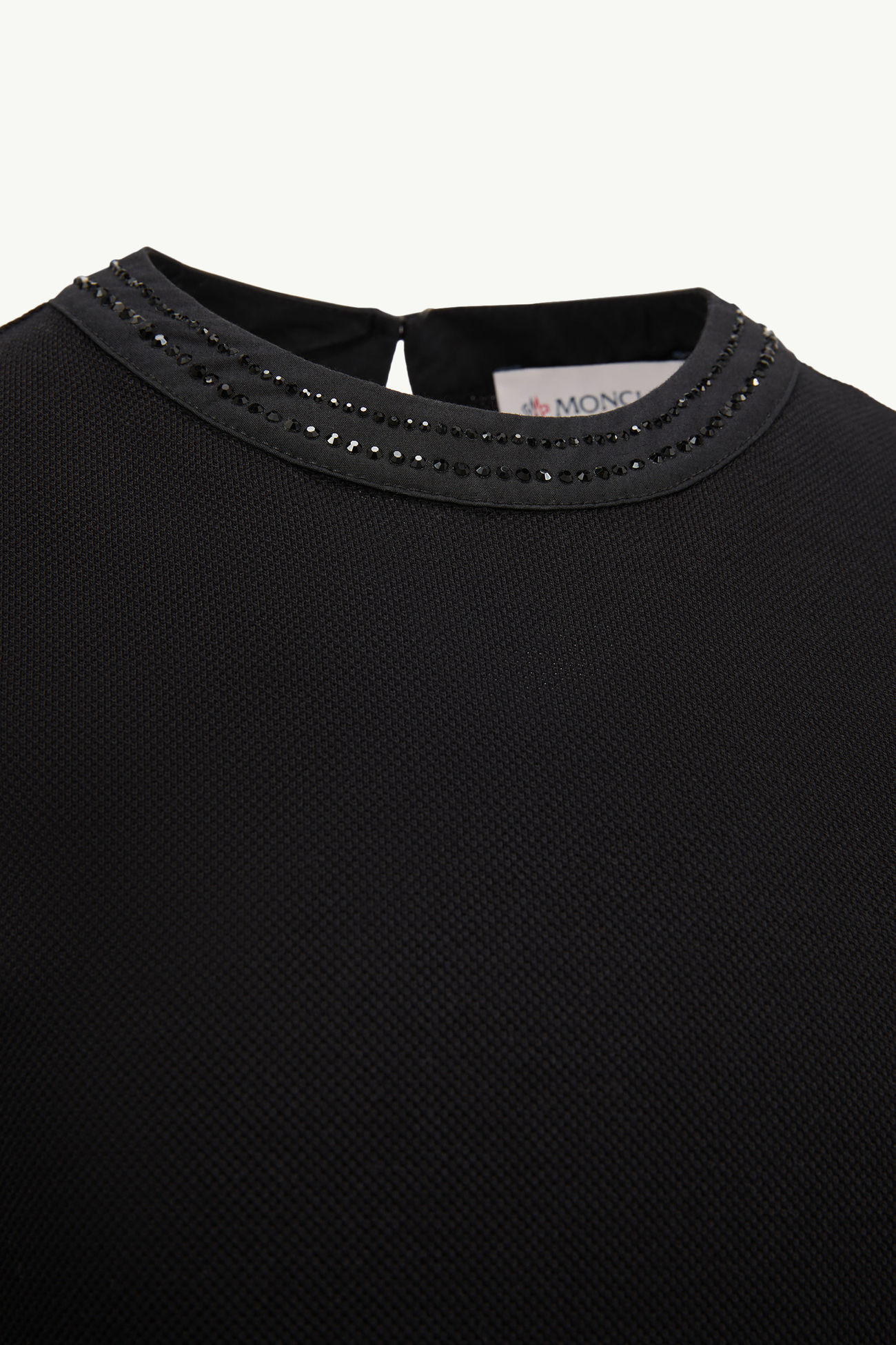 女童莱茵石棉质珠地Polo领连衣裙 女童 黑色 Moncler 3