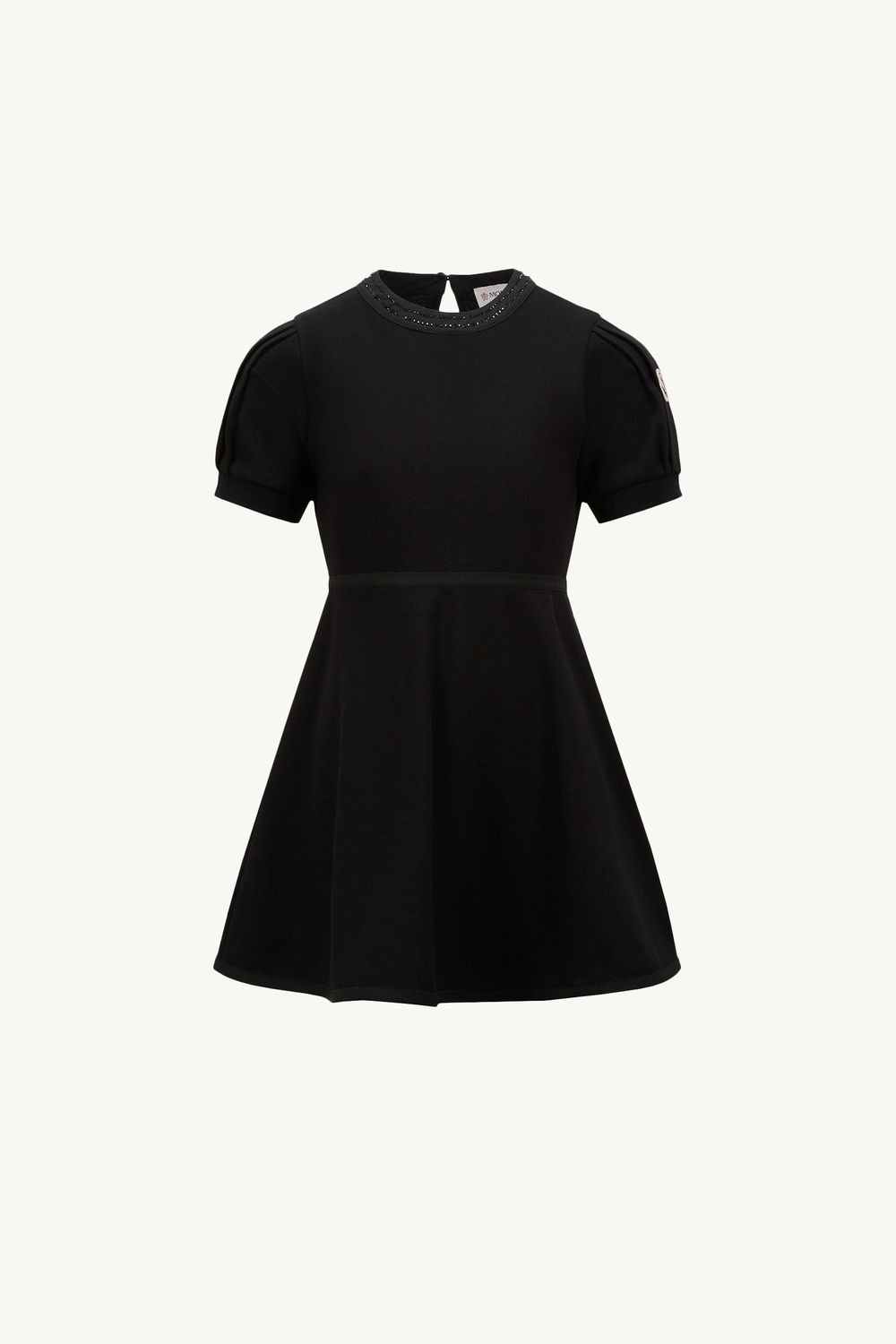 Rhinestones Cotton Piquet Polo Dress Girl Black Moncler 0