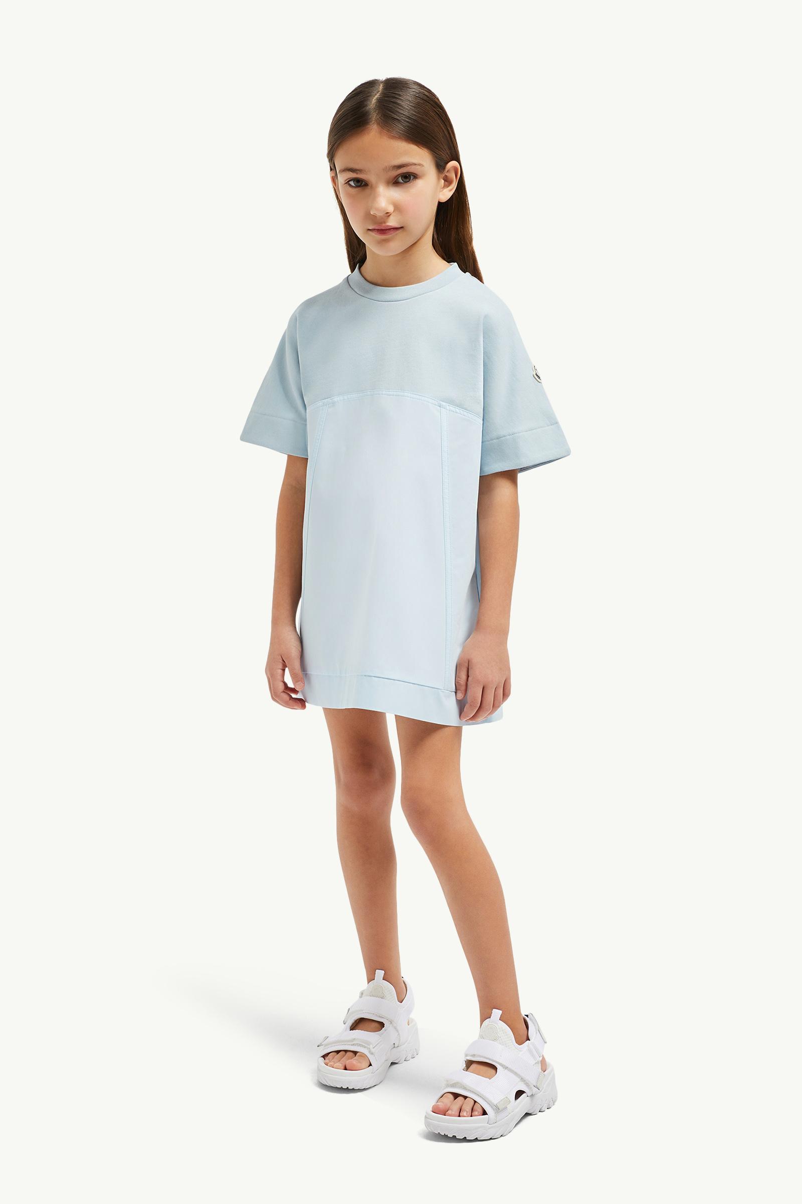 Cotton T-Shirt Dress Girl Light Blue Moncler 1