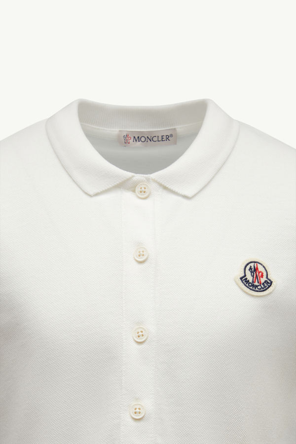 Robe polo en piqué de coton Fille Blanc Moncler 2