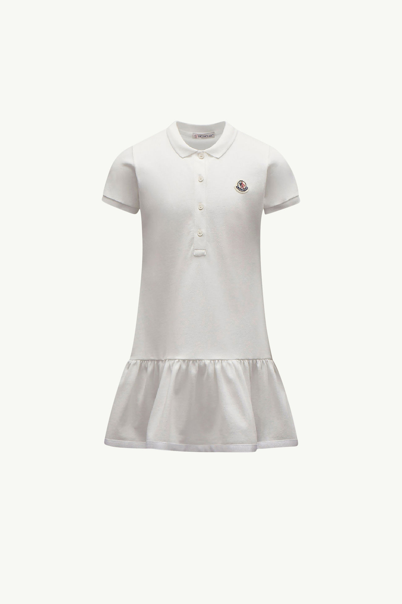女童棉质珠地Polo衫式连衣裙 女童 白色 Moncler 0