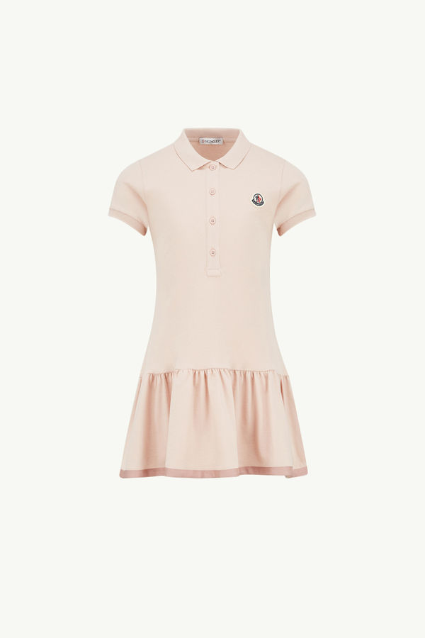 Robe polo en piqué de coton Fille Rose Moncler 0