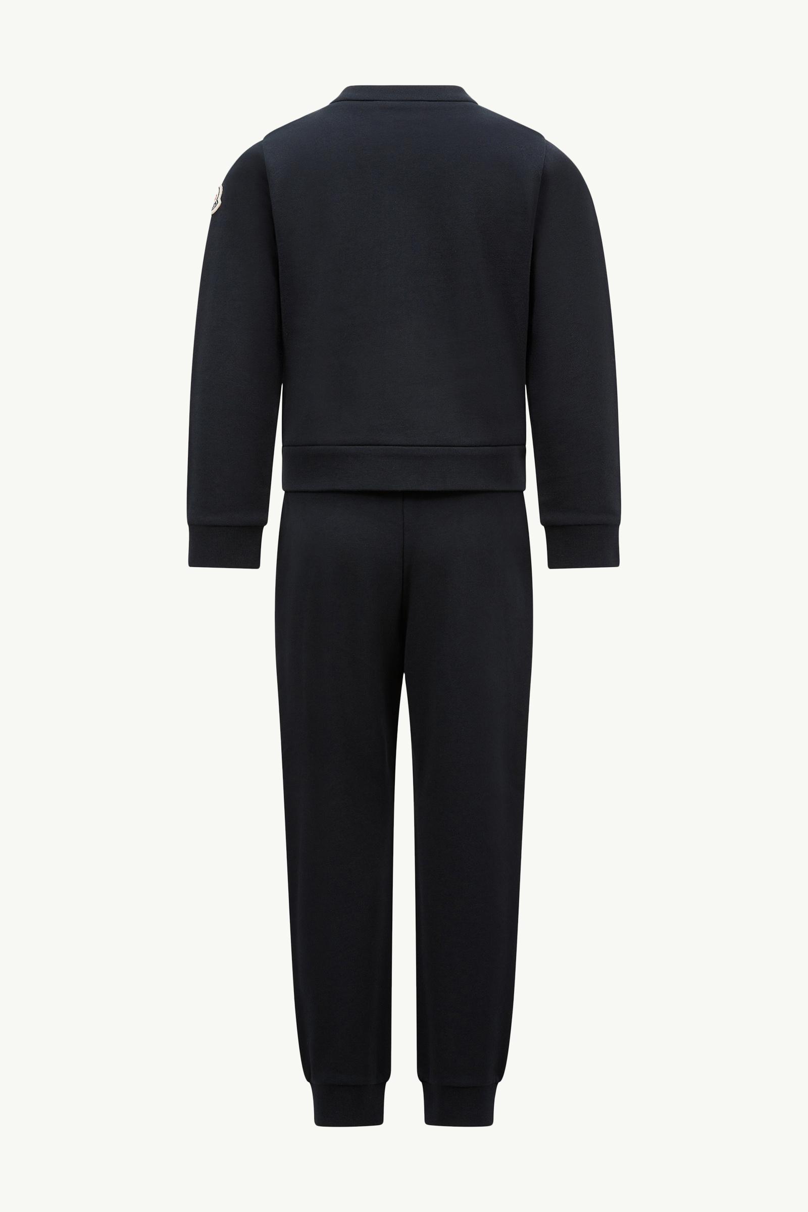 Embroidered Cursive Logo Cotton Tracksuit Set Girl Navy Blue Moncler 1