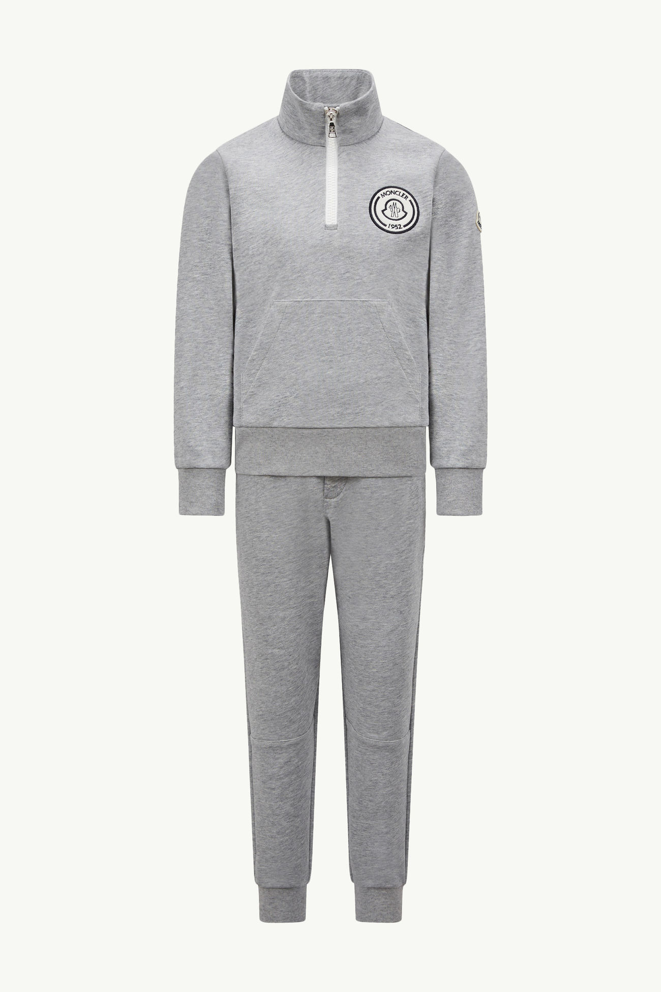 Set di tuta con patch logato in cotone Bambino Grigio Moncler 0