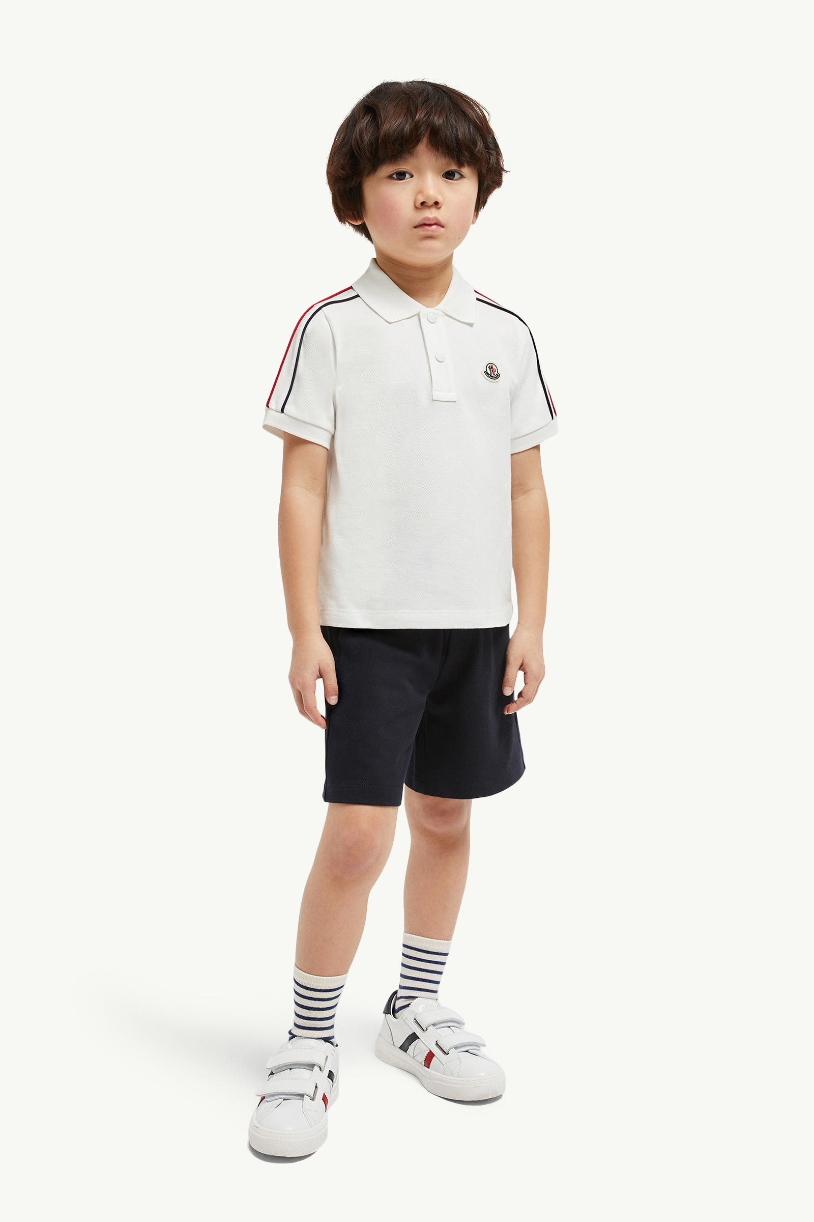 Tricolour-Trimmed Cotton Piquet Set Boy White Moncler 1