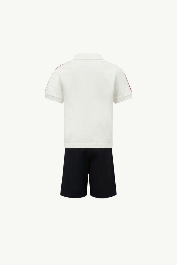 Tricolour-Trimmed Cotton Piquet Set Boy White Moncler 2