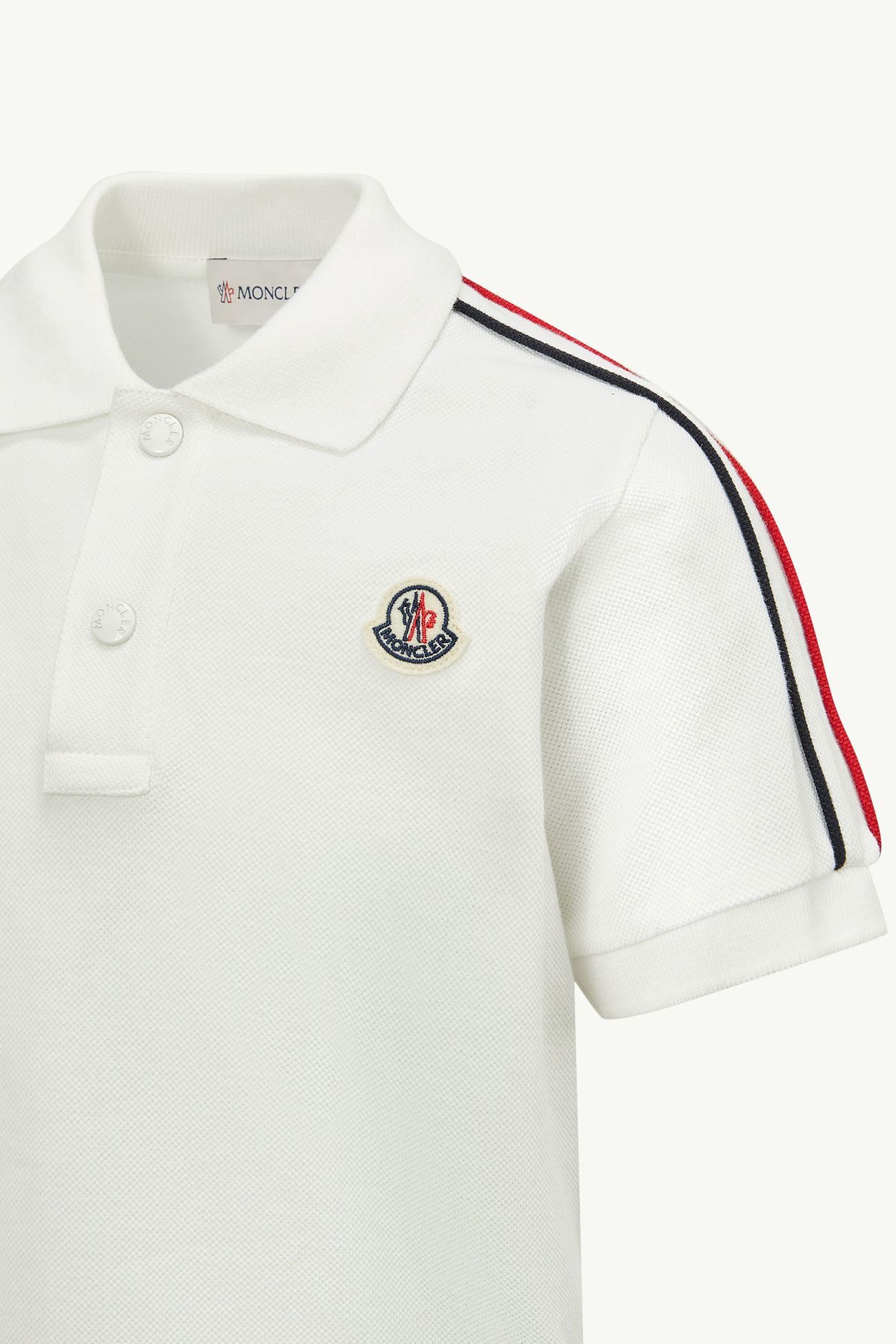 Set con orlo tricolore in cotone piquet Bambino Bianco Moncler 3