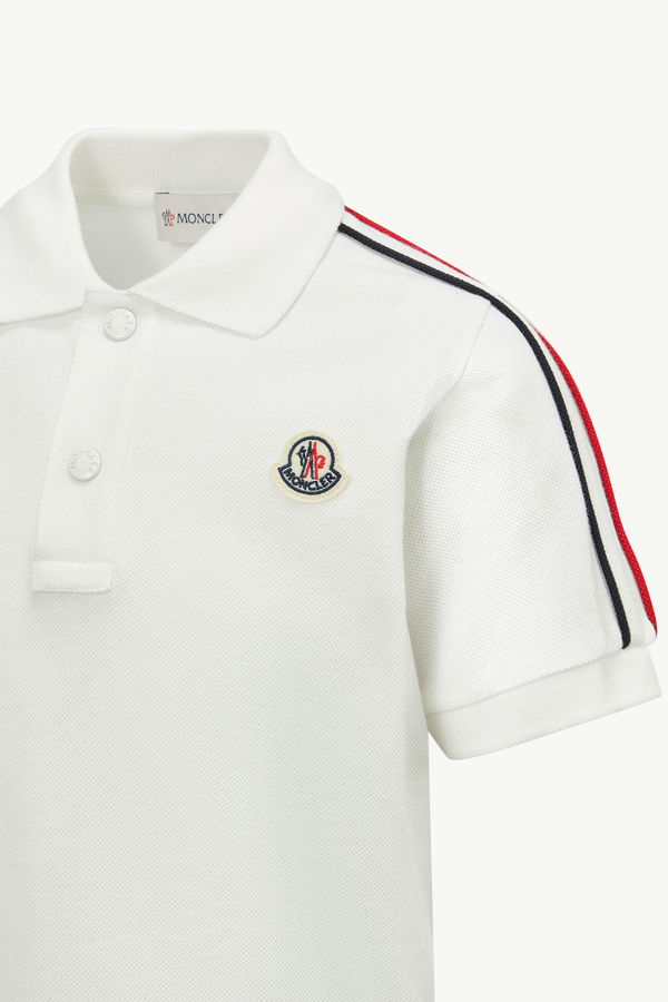 Tricolour-Trimmed Cotton Piquet Set Boy White Moncler 3