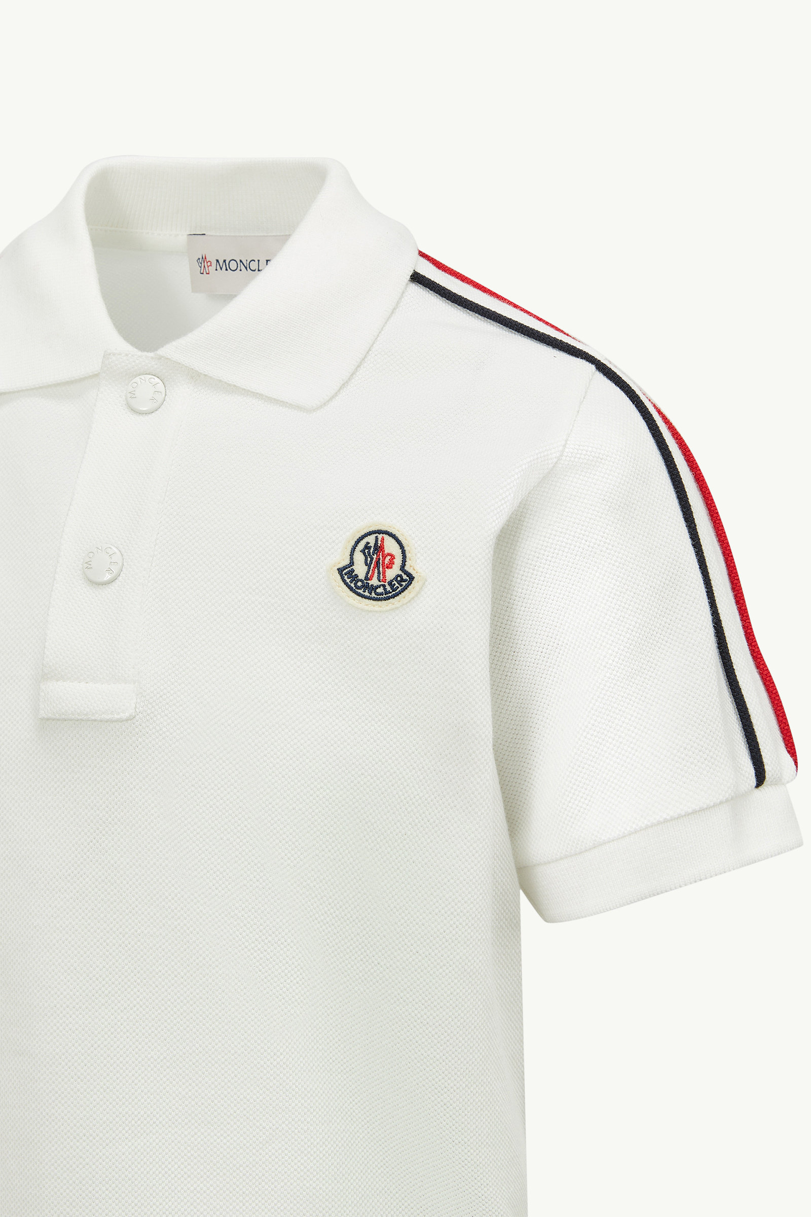 Tricolour-Trimmed Cotton Piquet Set Boy White Moncler 3