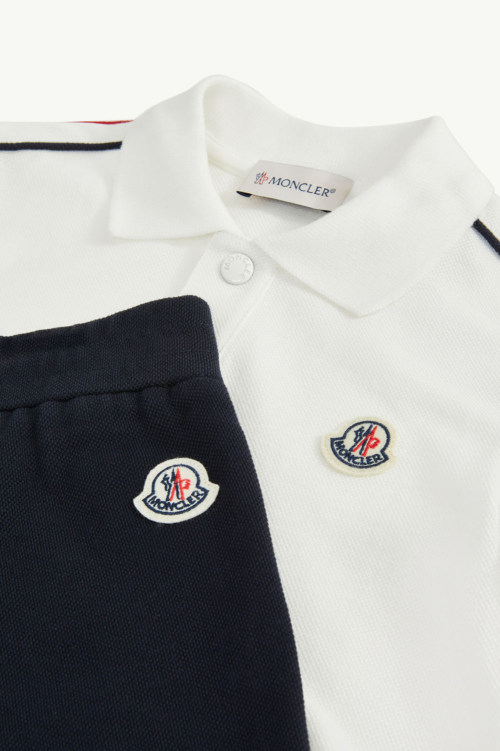 Tricolour-Trimmed Cotton Piquet Set Boy White Moncler 4