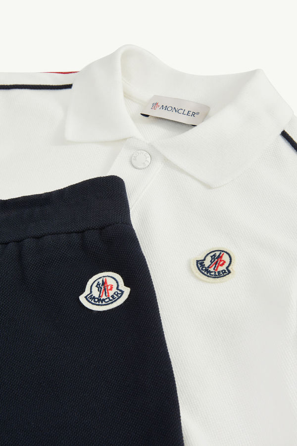 Tricolour-Trimmed Cotton Piquet Set Boy White Moncler 4