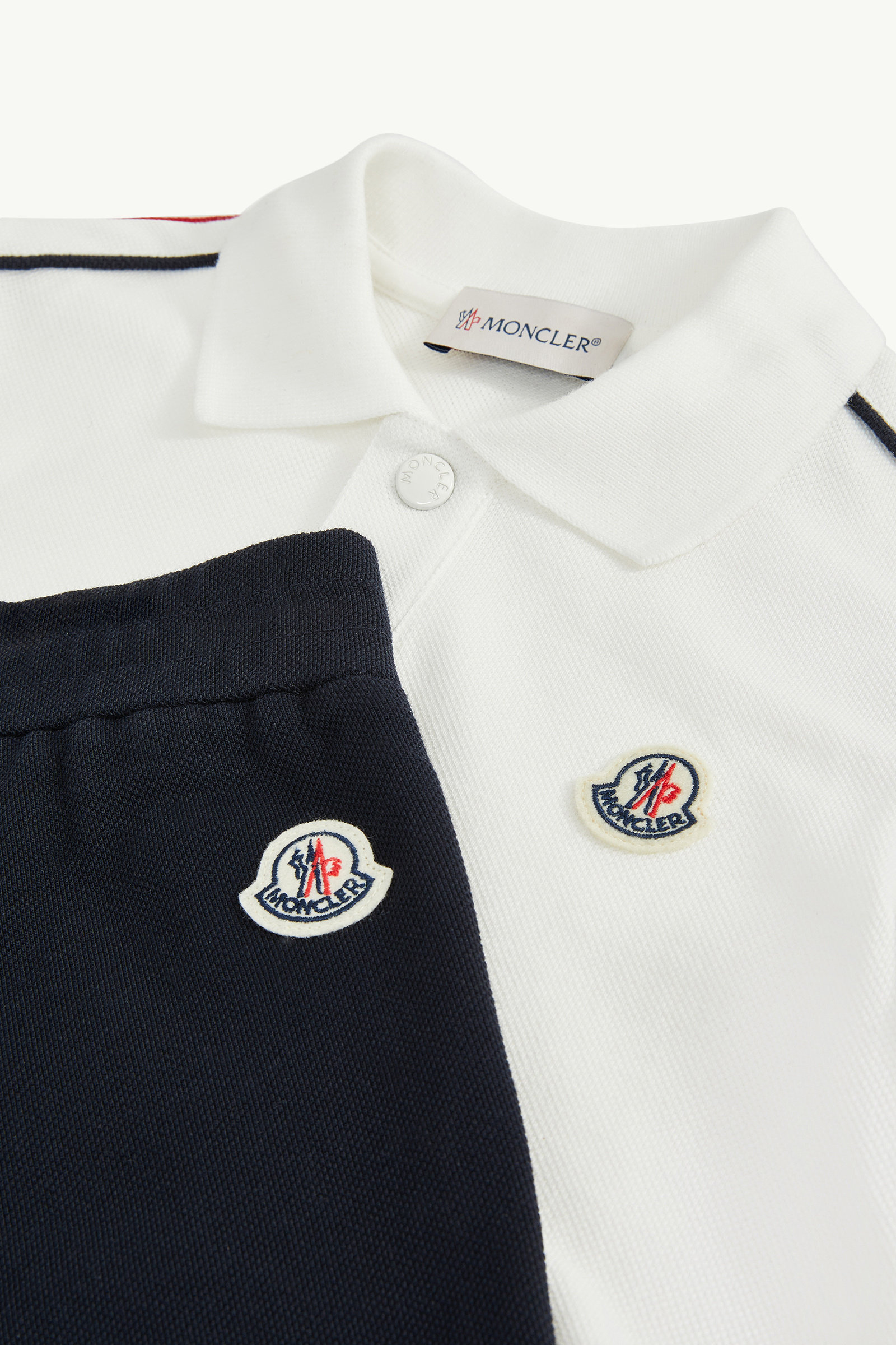 Tricolour-Trimmed Cotton Piquet Set Boy White Moncler 4