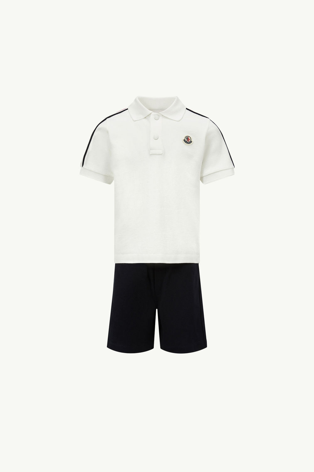 Tricolour-Trimmed Cotton Piquet Set Boy White Moncler 0