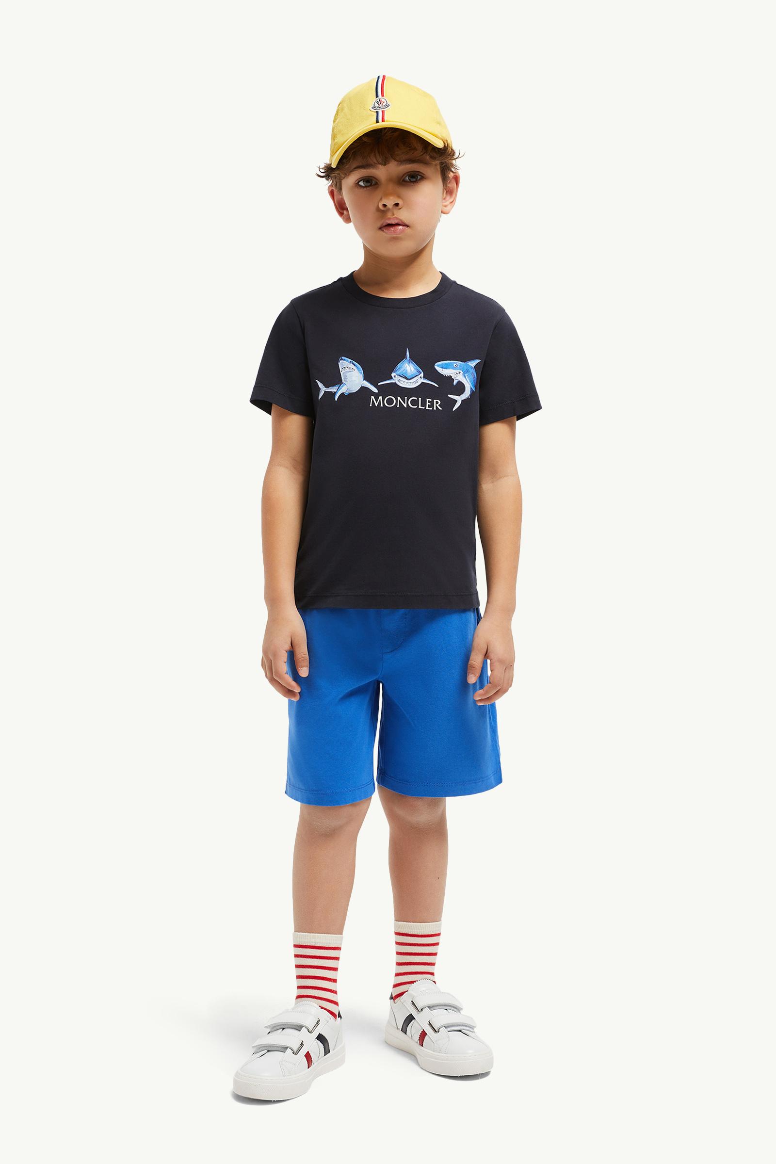 Shark Motif Cotton Jersey Set Boy Navy Blue Moncler 1