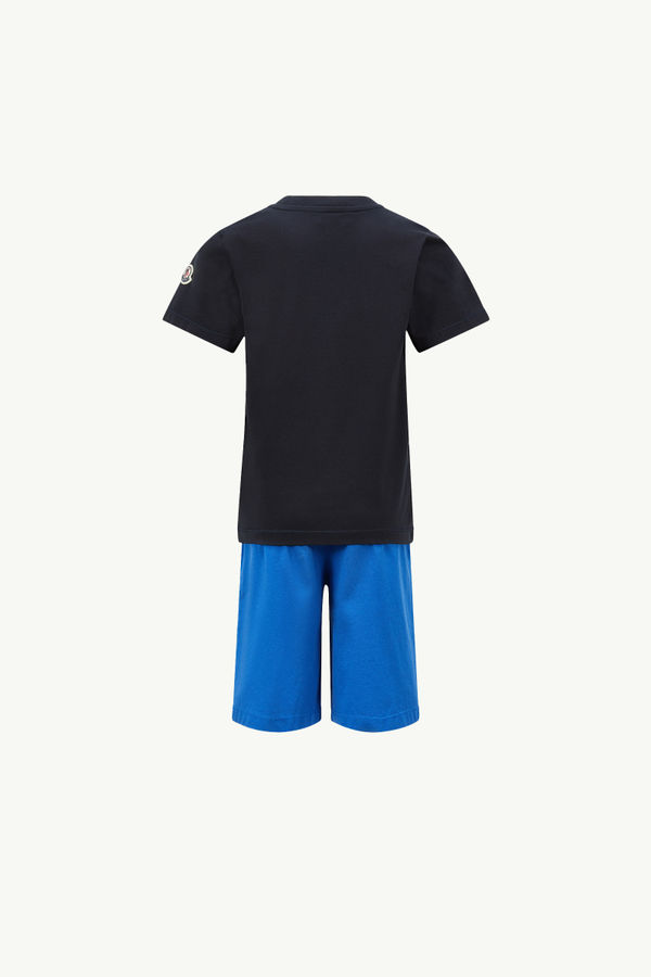 Shark Motif Cotton Jersey Set Boy Navy Blue Moncler 2