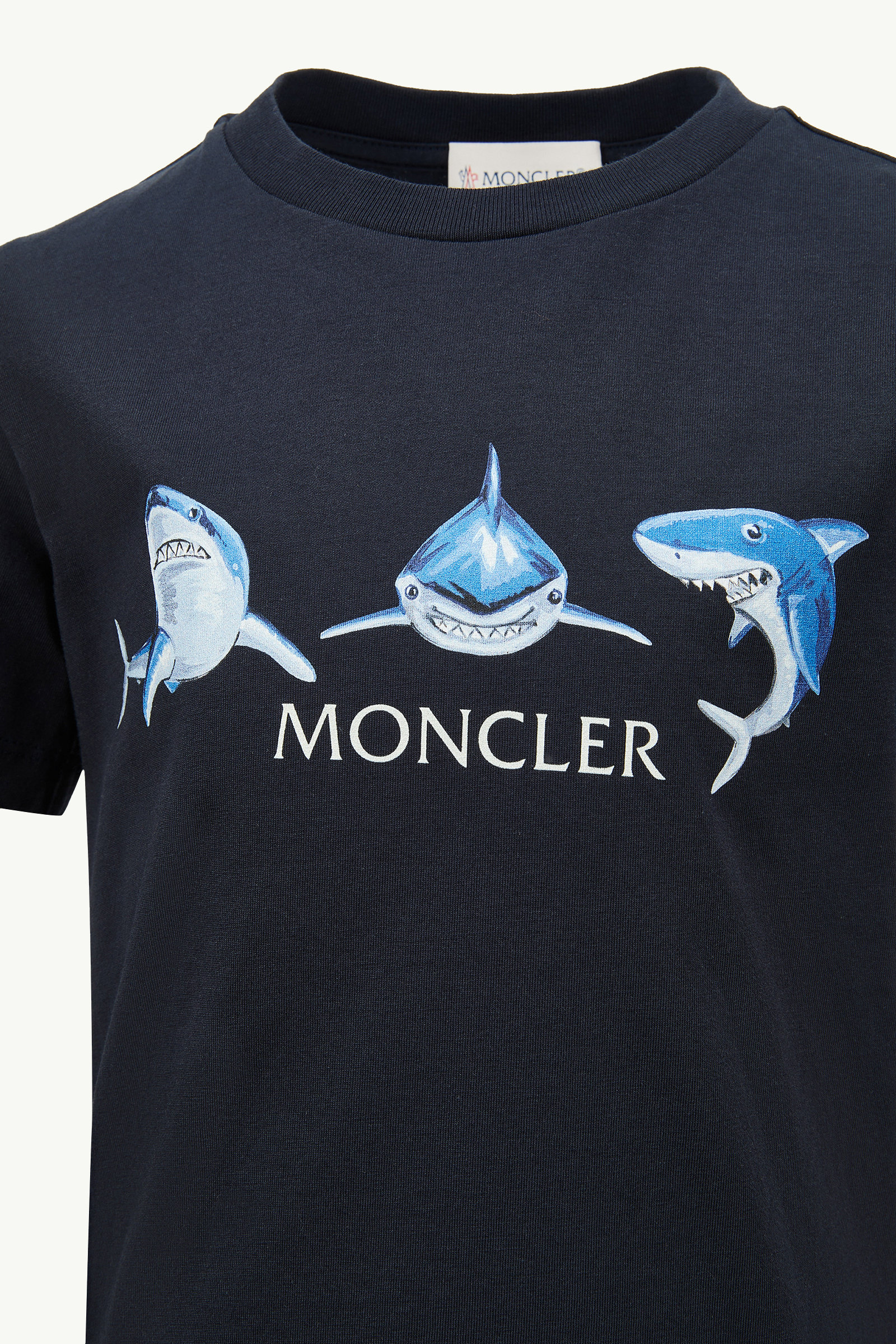 Shark Motif Cotton Jersey Set Boy Navy Blue Moncler 3