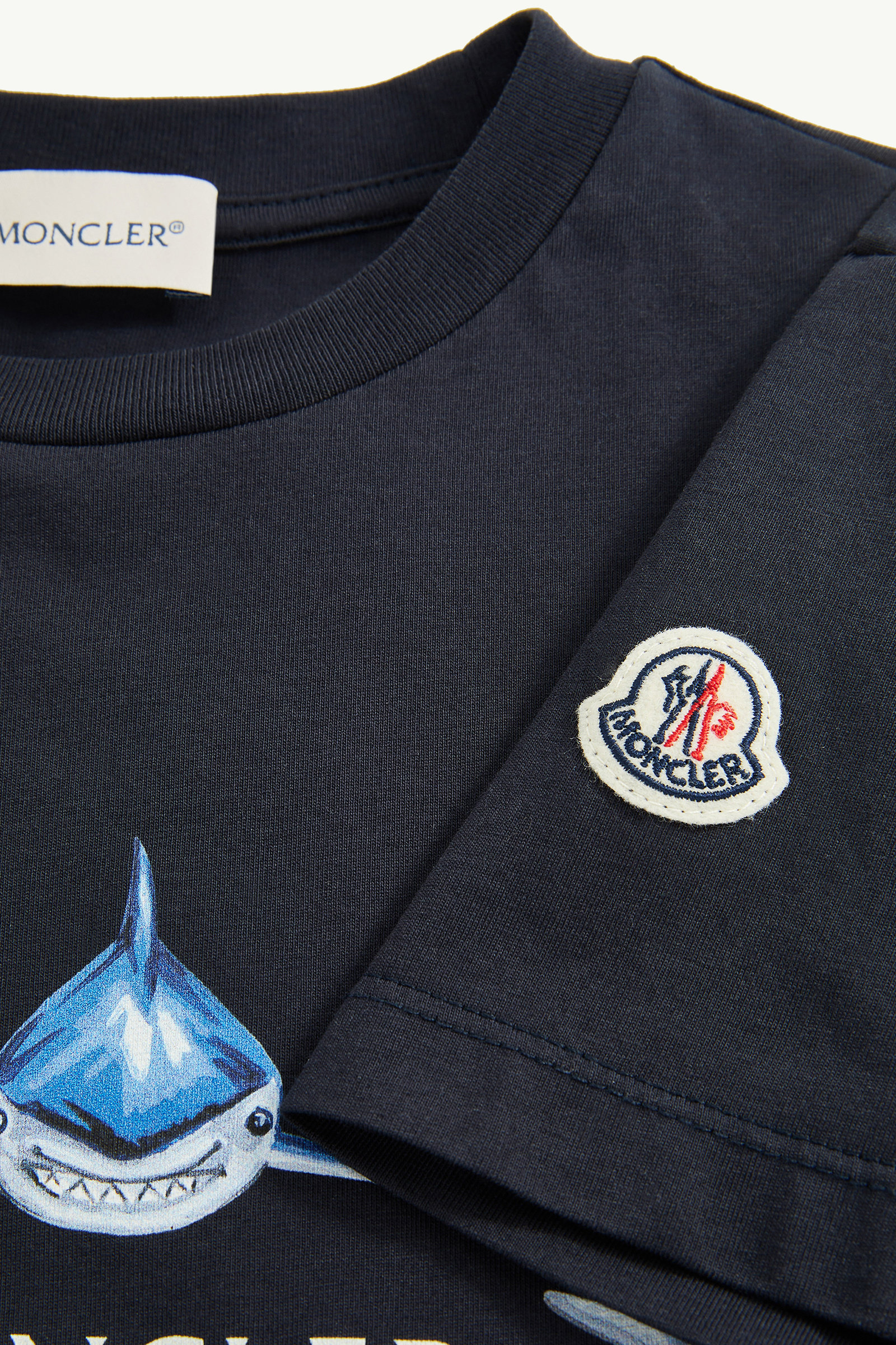 Shark Motif Cotton Jersey Set Boy Navy Blue Moncler 4