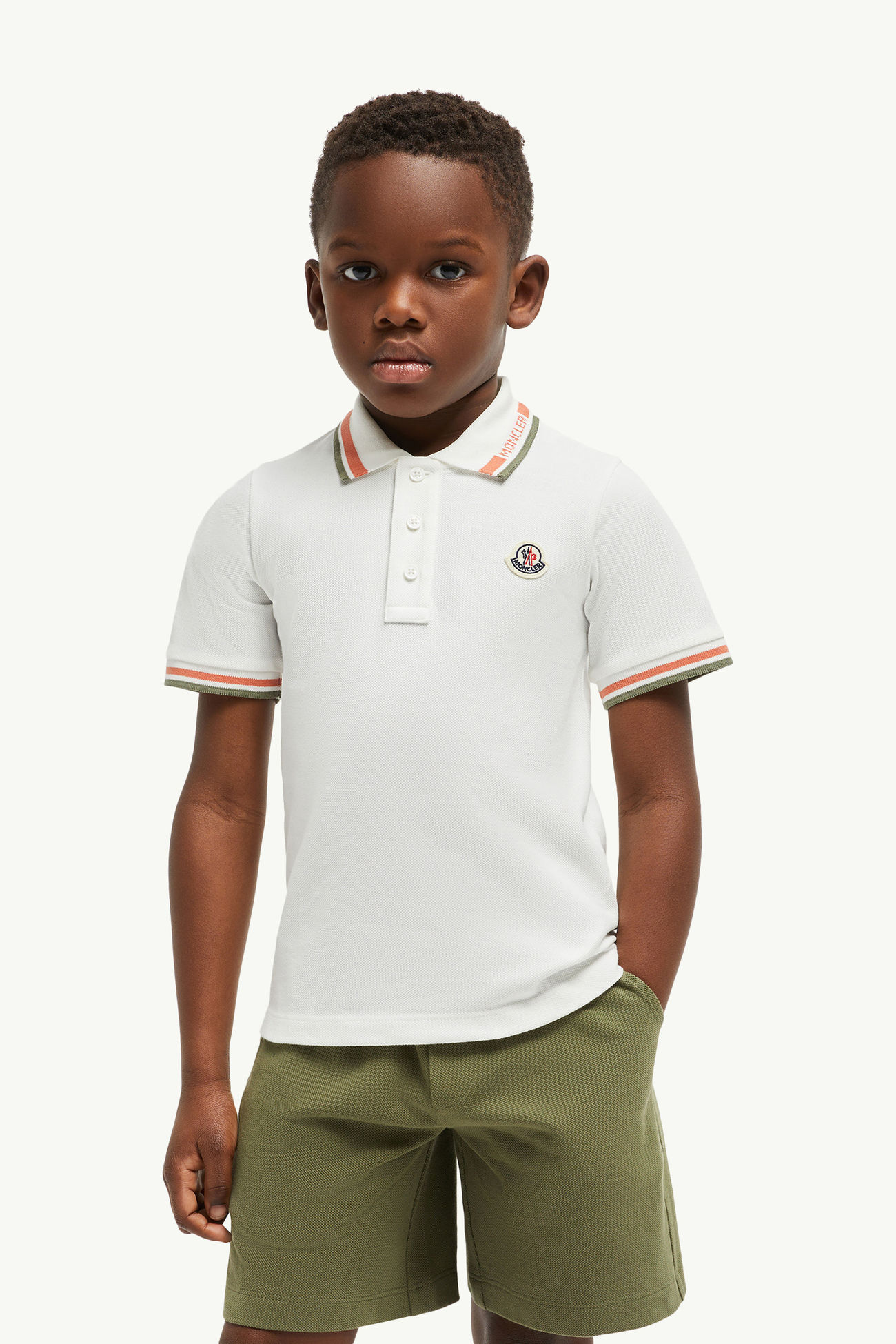 Cotton Piquet Set Boy White & Green Moncler 1