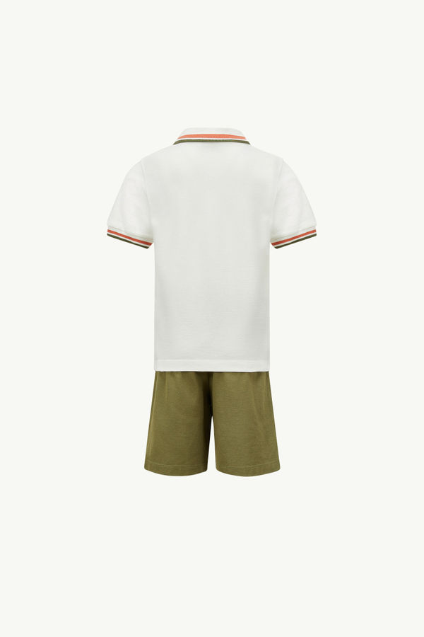 Cotton Piquet Set Boy White & Green Moncler 2
