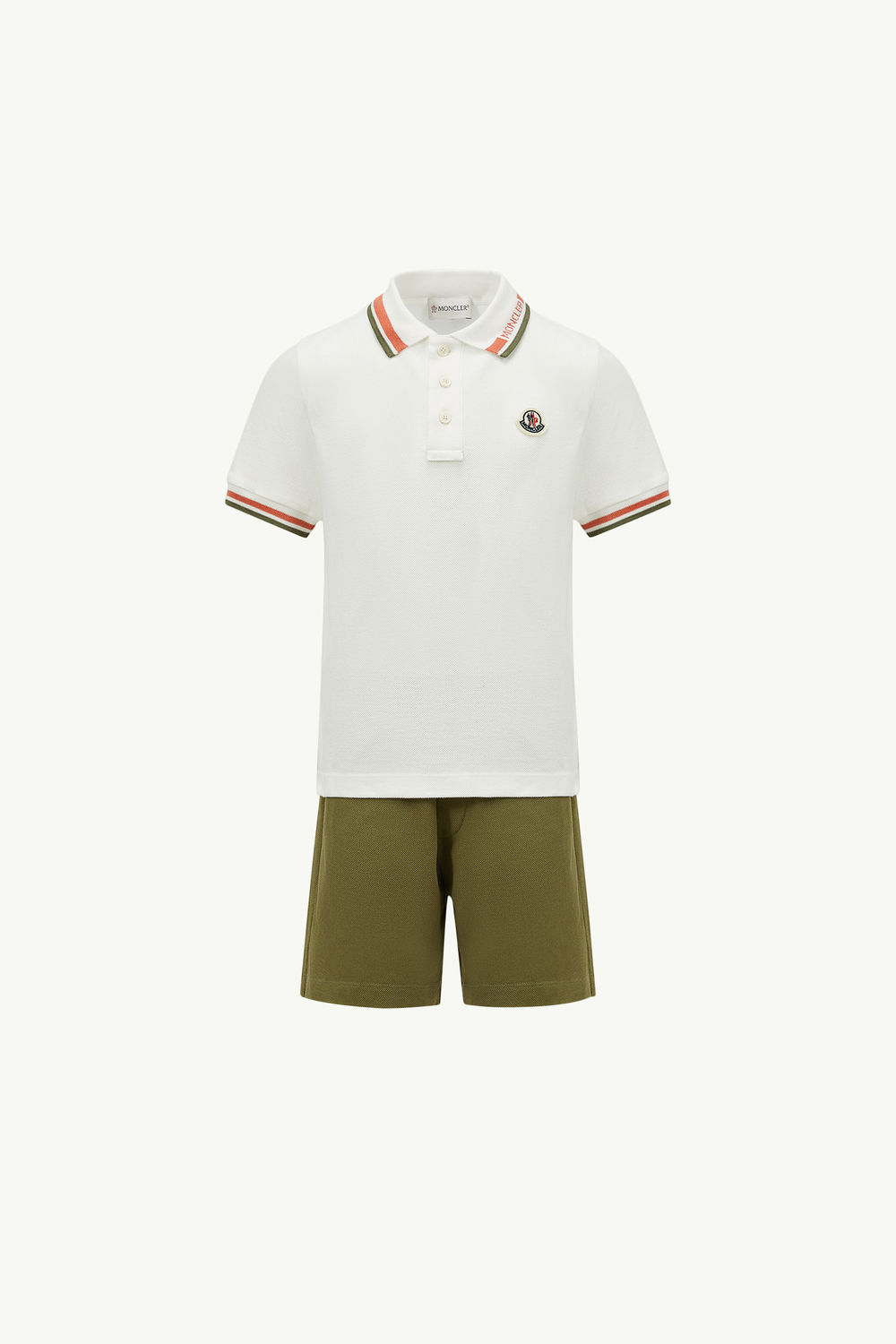 Set aus Baumwollpiqué Jungen Weiss & Grün Moncler 0