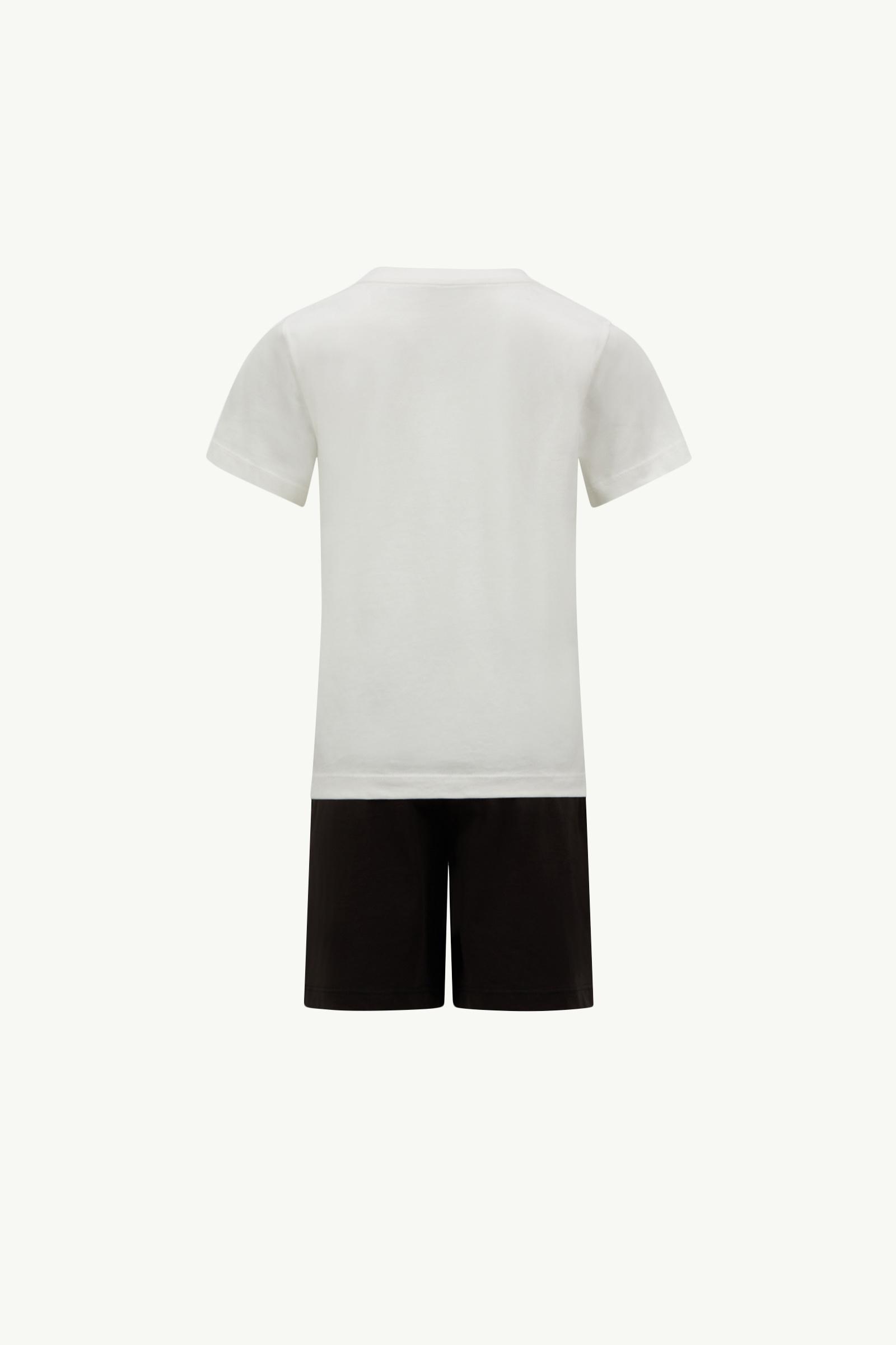 Handwritten Printed Logo Cotton Jersey Set Boy Black & White Moncler 1
