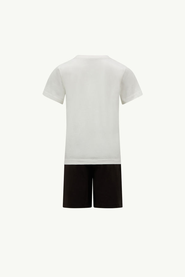 Handwritten Printed Logo Cotton Jersey Set Boy Black & White Moncler 1