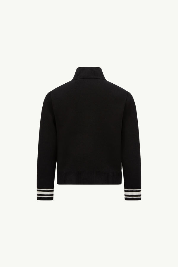 Cardigan zippé matelassé en coton Garçon Noir Moncler 2