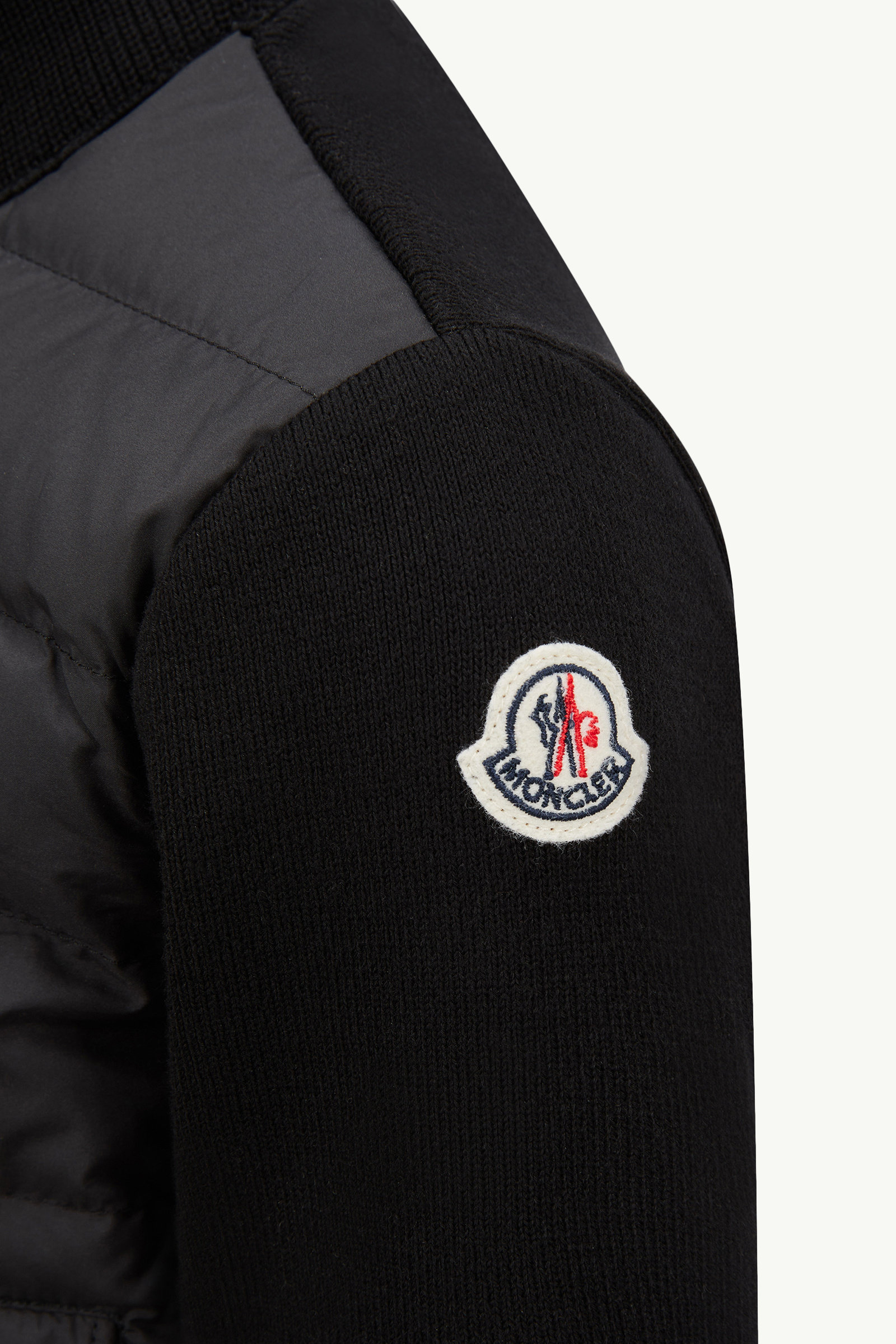 Padded Cotton Zip-Up Cardigan Boy Black Moncler 3