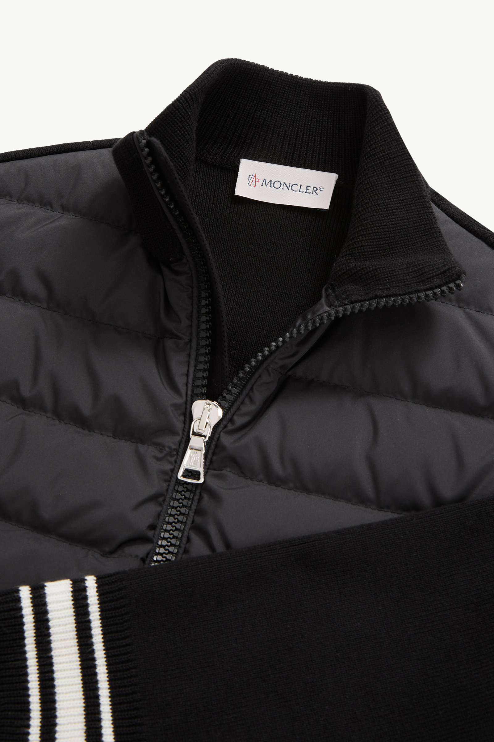 Padded Cotton Zip-Up Cardigan Boy Black Moncler 5