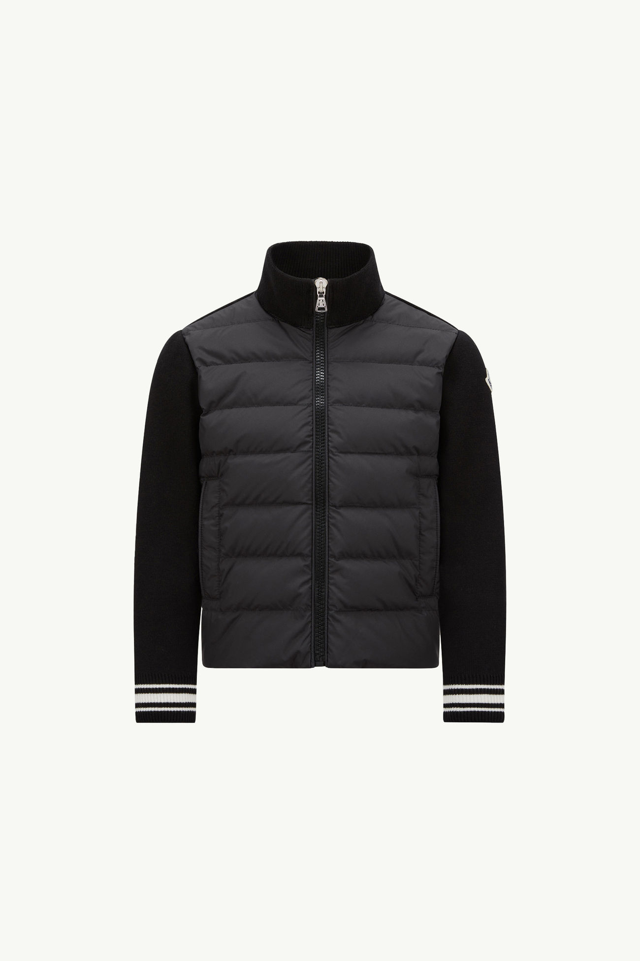 Wattierte Strickjacke aus Baumwolle Jungen Schwarz Moncler 0