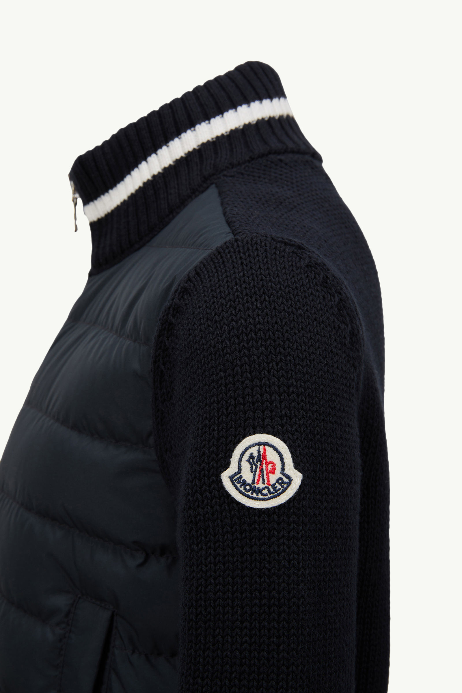 Padded Cotton Zip-Up Cardigan Boy Navy Blue Moncler 3