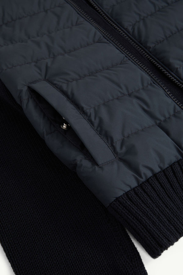Padded Cotton Zip-Up Cardigan Boy Navy Blue Moncler 4