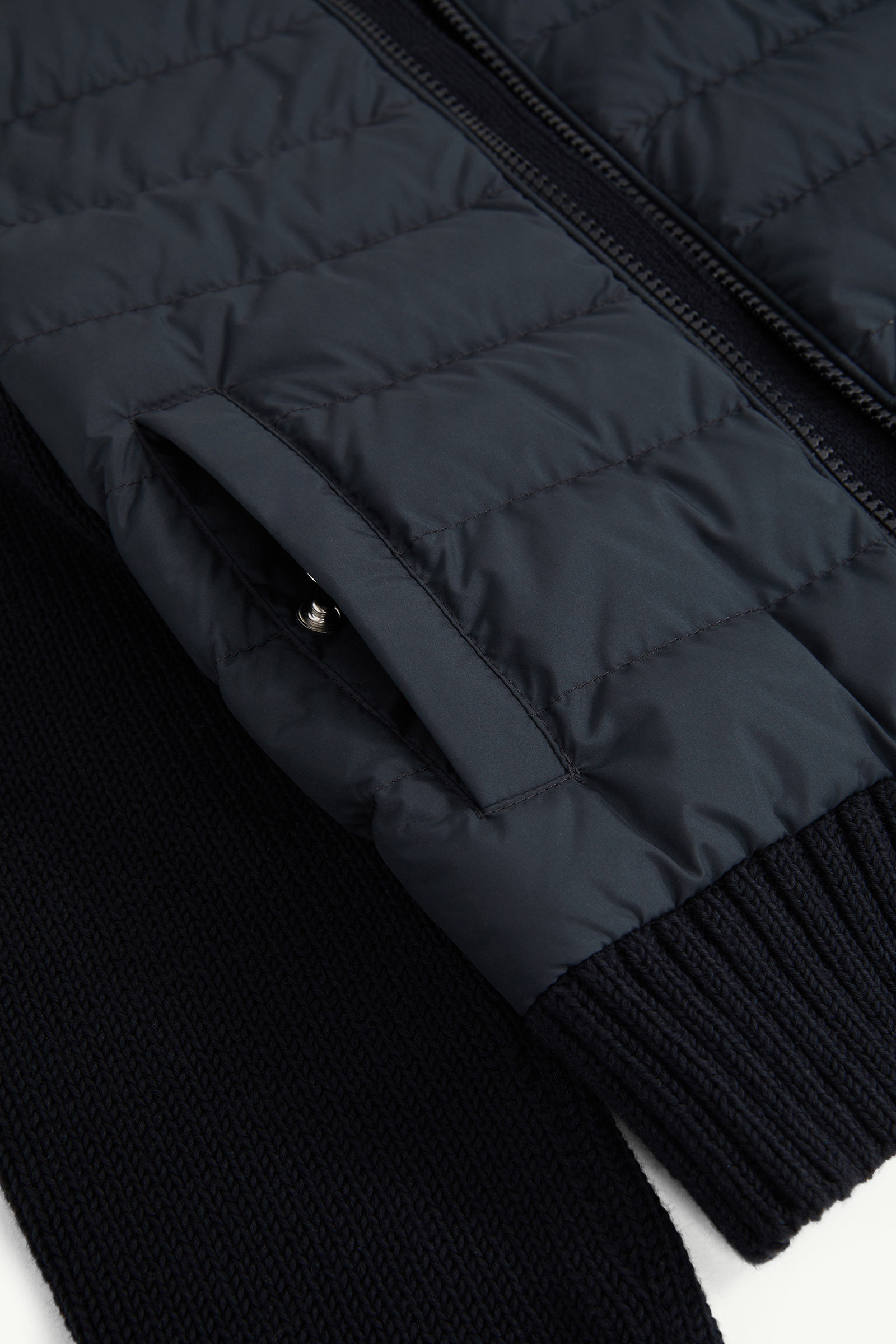 Padded Cotton Zip-Up Cardigan Boy Navy Blue Moncler 4
