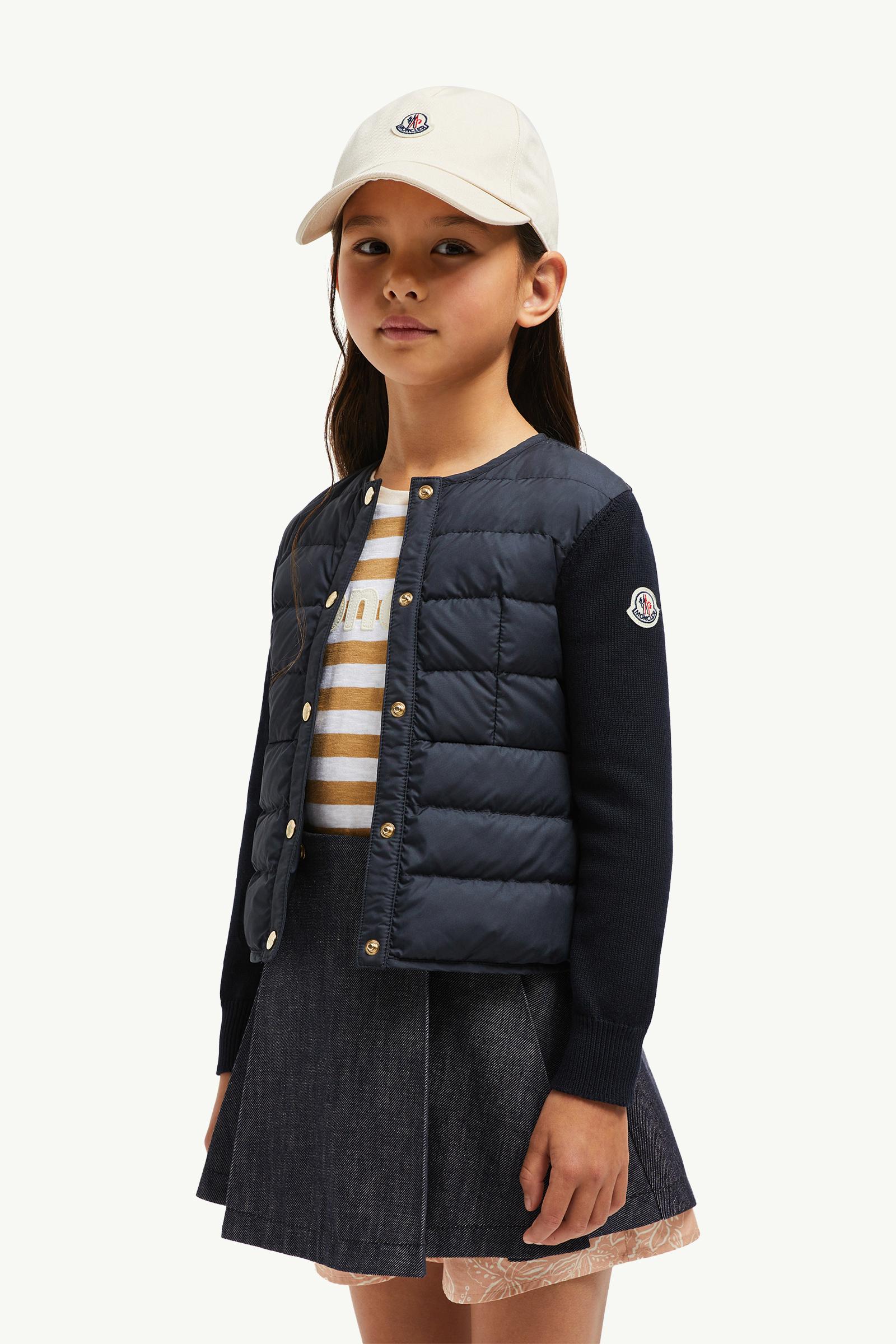 Padded Cotton Cardigan Girl Navy Blue Moncler 1