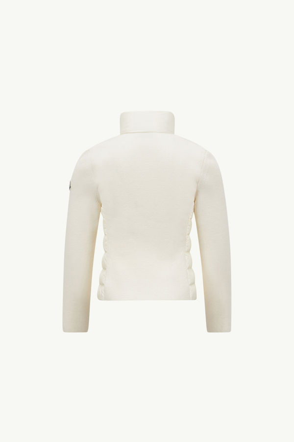 Padded Wool Zip-Up Cardigan Girl White Moncler 2