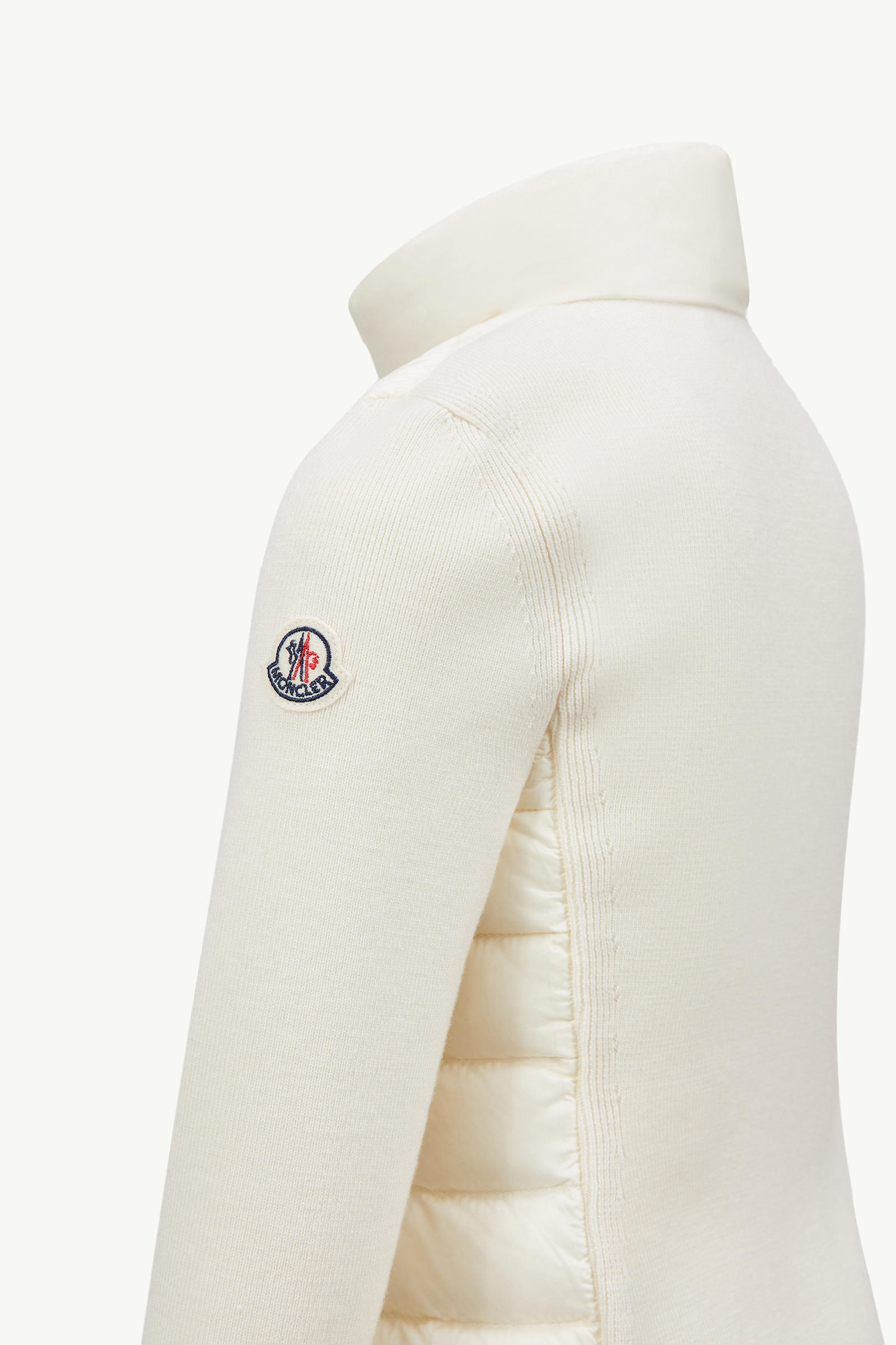 Padded Wool Zip-Up Cardigan Girl White Moncler 3